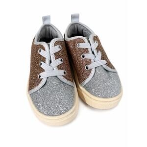 TOMS Kids Glitter Sneakers US 5 Toddler Silver Gold Metallic Y2K Party Shoes